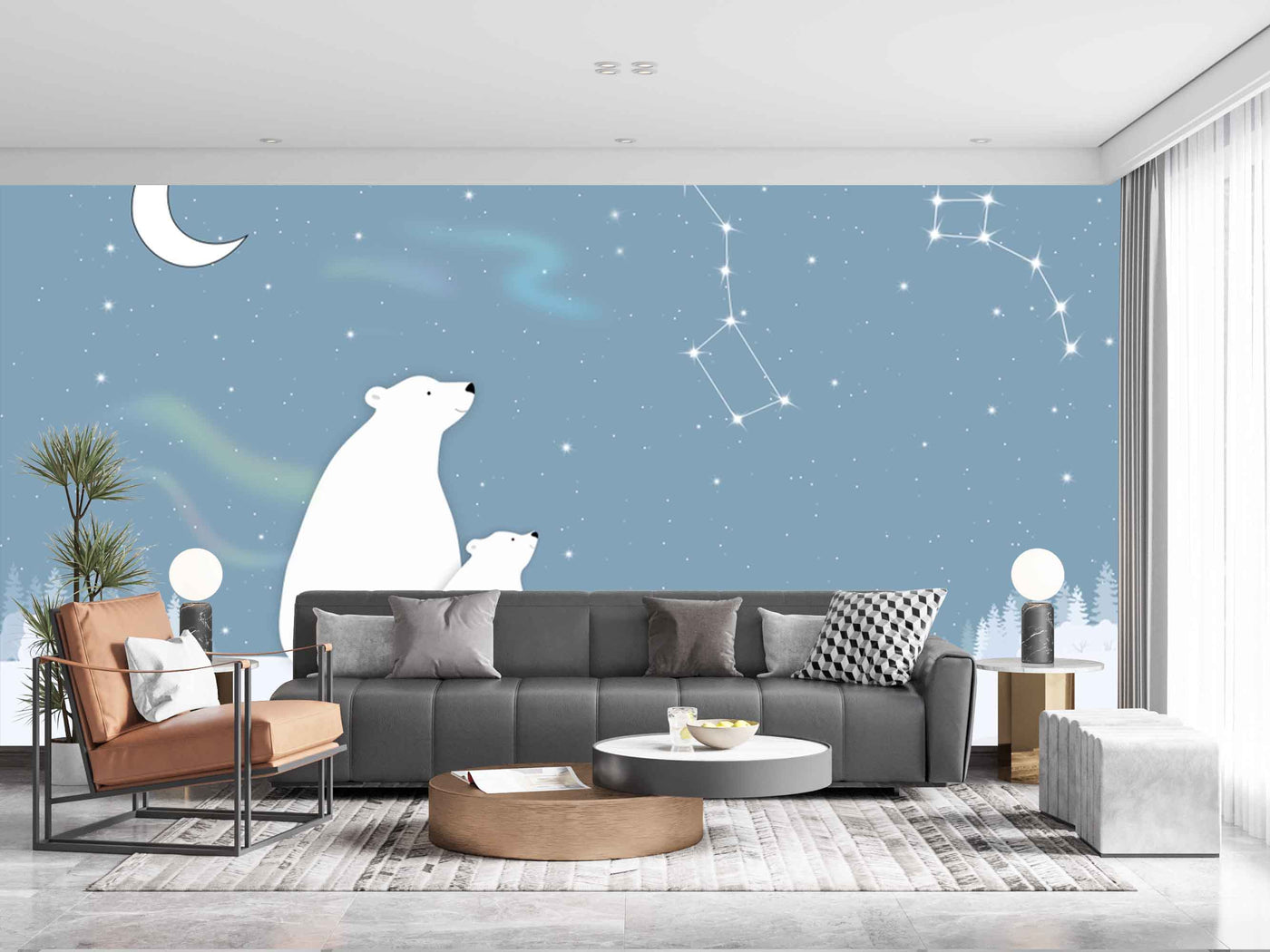 White Bear Looking Sky Customize Wallpaper