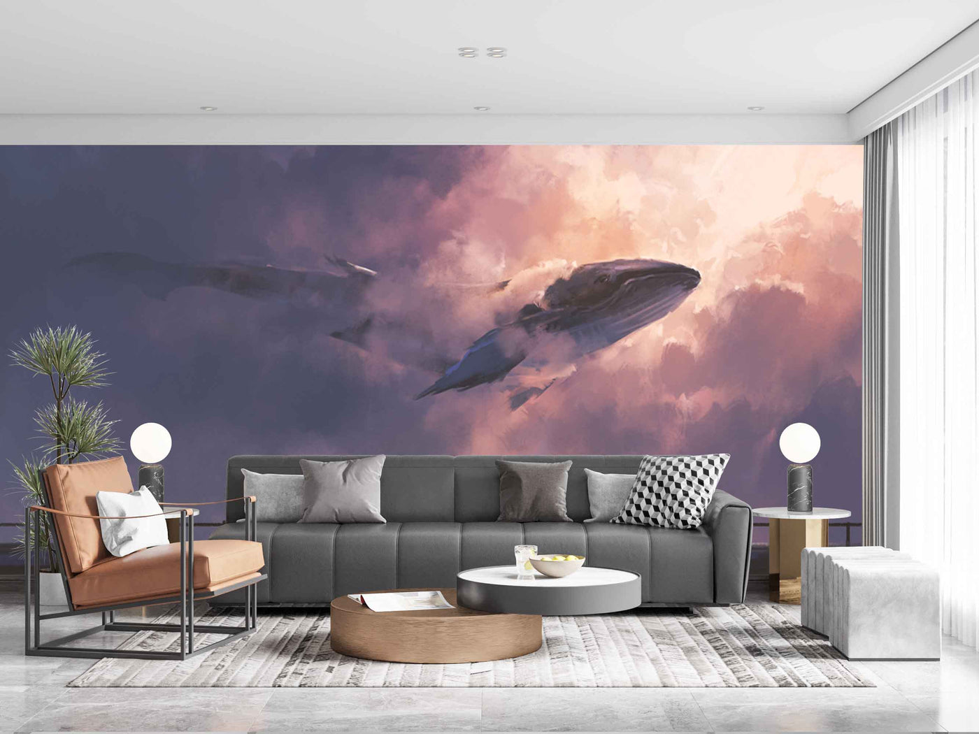 Whale In the Pink Faded Customize Wallpaper