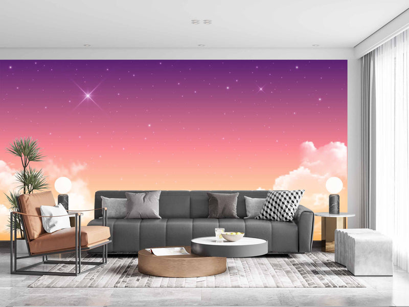 Pink Shaded Sky With Stars Customize Wallpaper
