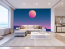 Beautiful Pink Shaded Moon In Sky Customize Wallpaper