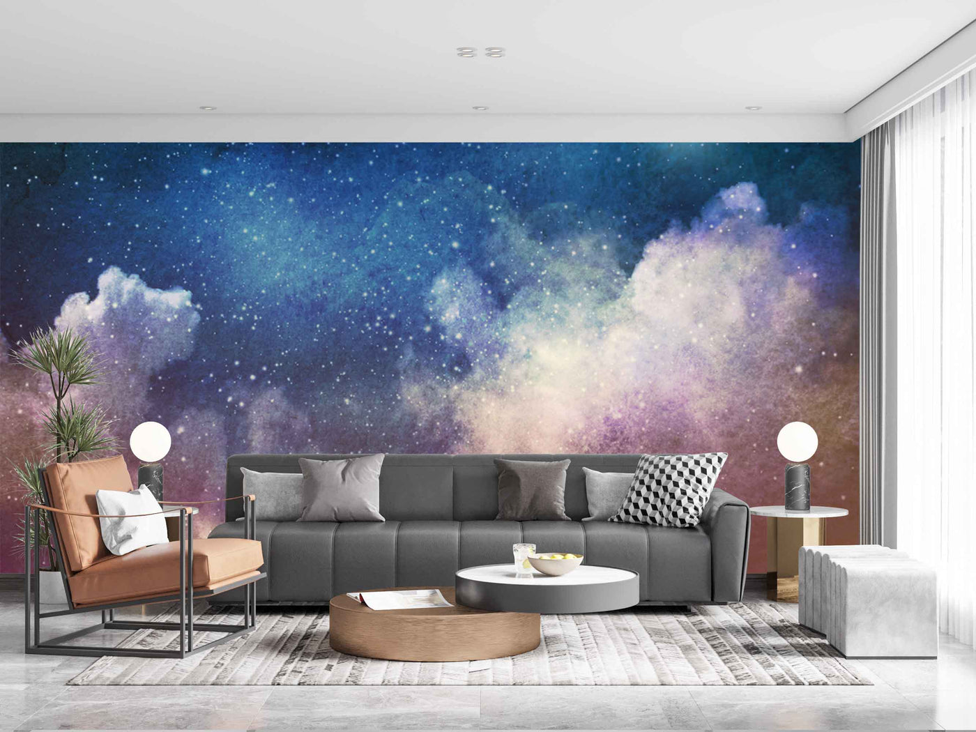 Stars In Colourful Cloudy Sky Customize Wallpaper