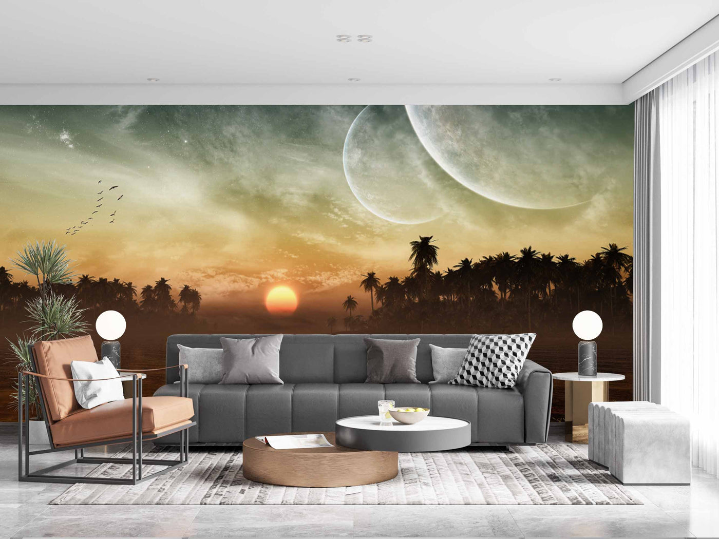 Beautiful Sunset Behind Trees Sky Customize Wallpaper