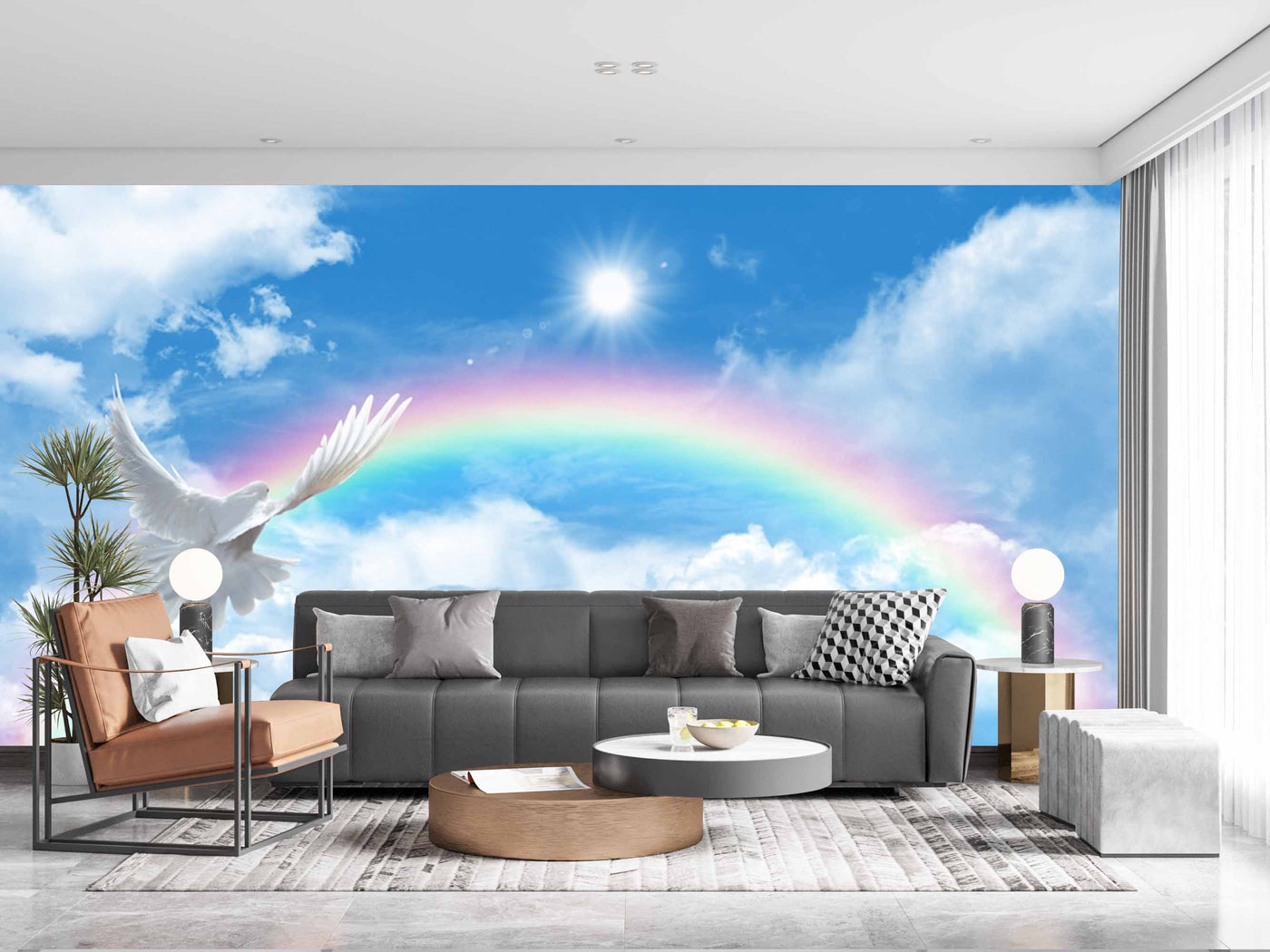 Beautiful Rainbow In Sky Customize Wallpaper