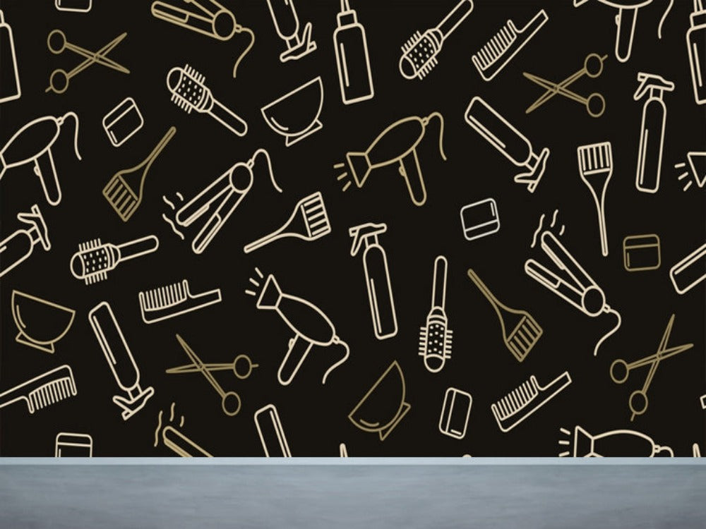 Black White Scissors Print Wallpaper