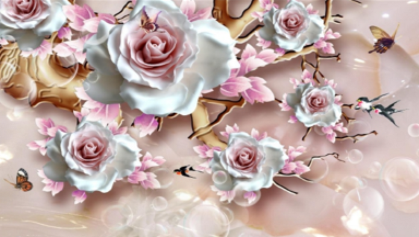 Decorative White Flower wallpaper for wall