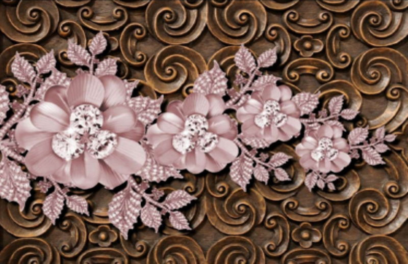 3D Decorative Pink Flowers Wallpaper for Wall