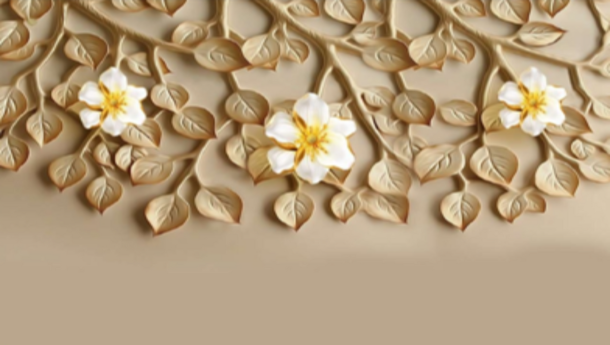 3D Decorative White Flowers Wallpaper for Wall