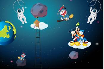 3D Decorative Space Cartoon Wallpaper for Wall