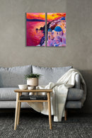 Oil Sunset Painting, Set Of 2