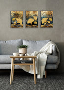 Golden Leafy Canvas, Set Of 3