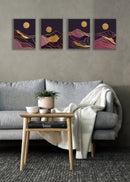 Gold And Pink Mountain, Set Of 4