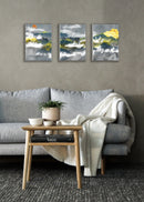Golden Mountains With Clouds, Set Of 3