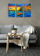 Cinque Terre Watercolour Painting, Set Of 3