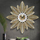 Golden Mesh Leaves Wall clock