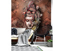 Half-Faced Buddha Under Peacock & Feathers Wallpaper for wall