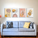 Boho Floral Art Canvas Set Of 4