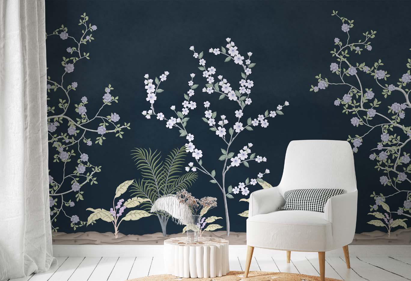 Verbena Velvet Voyage Chinoiserie Wallpaper