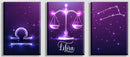 Libra Zodiac Sign Art, Set Of 3
