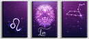 Leo Zodiac Sign Art, Set Of 3