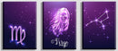 Virgo Zodiac Sign Art, Set Of 3