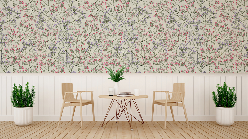 Beige Colorful Chinoiserie Wallpaper
