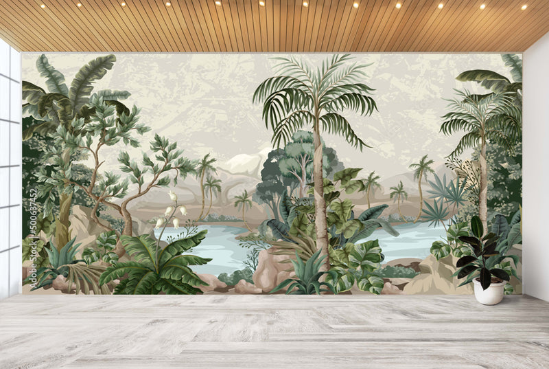 Beige Tropical Wallpaper
