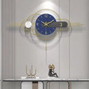 Elegant Geometric Blue And Gold Wall Clock