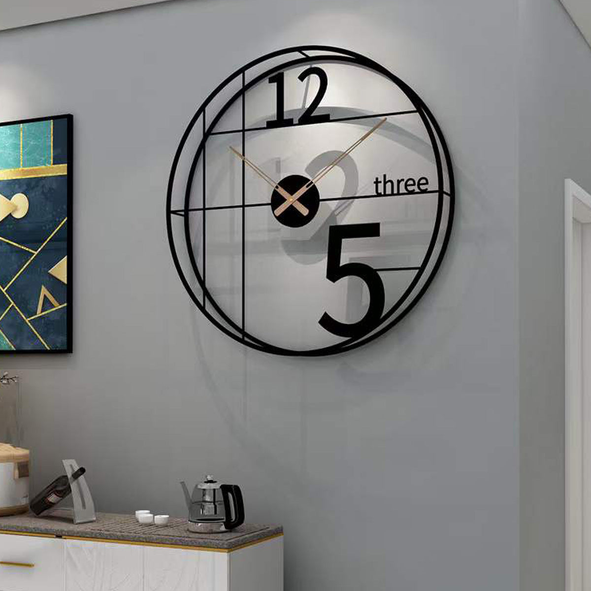 Minimal 12 and 5 Wall Clock