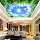 Shining Sun and White Birds Ceiling Wallpaper