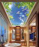 White Birds Ceiling Wallpaper