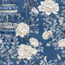 Chinoiserie Blue Floral Garden Wallpaper