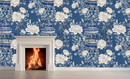 Chinoiserie Blue Floral Garden Wallpaper