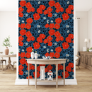 Chinoiserie Floral Exotic Blue Wallpaper