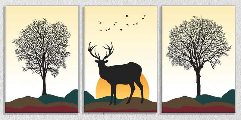 Deer Inspired Wall Art 1, Set Of 3