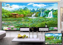 Pond and Waterfall Landscape wall covering