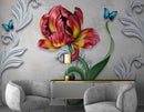3D Decorative Red Flowers Wallpaper for Wall