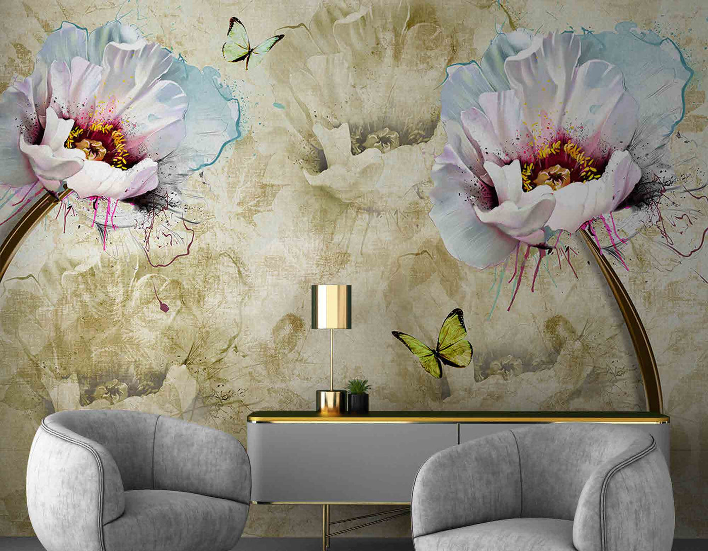 3D Decorative White Flower Wallpaper for Wall