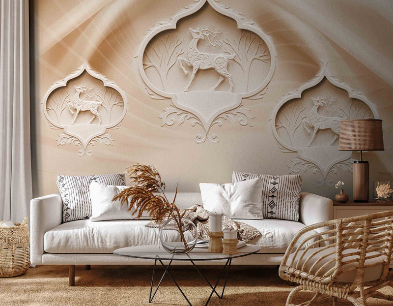 3D Decorative Deer Wallpaper for Wall