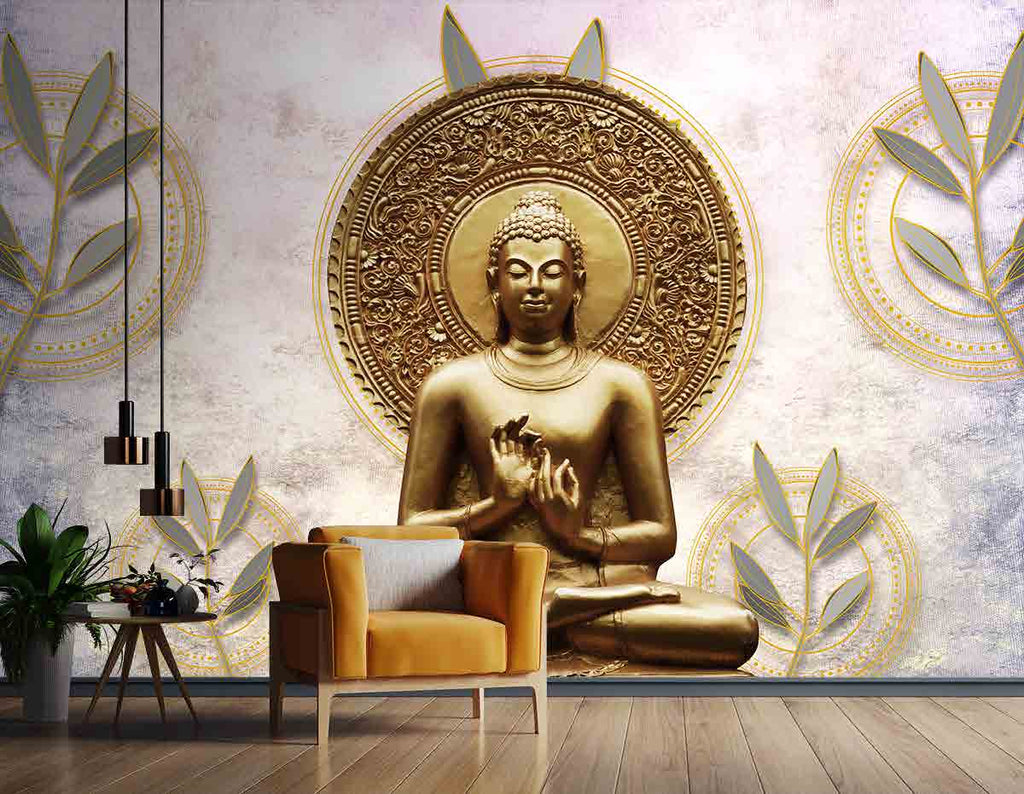 3D Decorative White Background Buddha Wallpaper for Wall ...