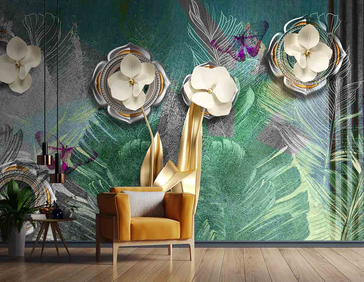 3D Decorative Flowers Wallpaper for Wall