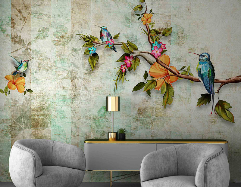 3D Decorative Birds Wallpaper for Wall
