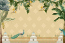 Indian damask peacock wallcover