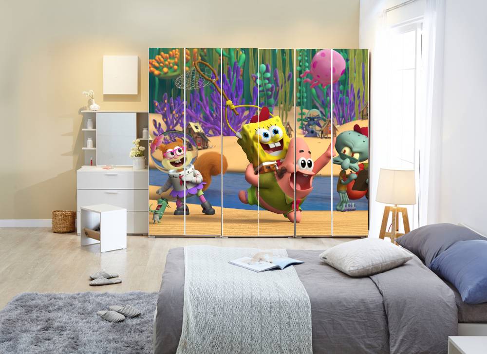 Spongebox Gang Self Adhesive Sticker For Wardrobe
