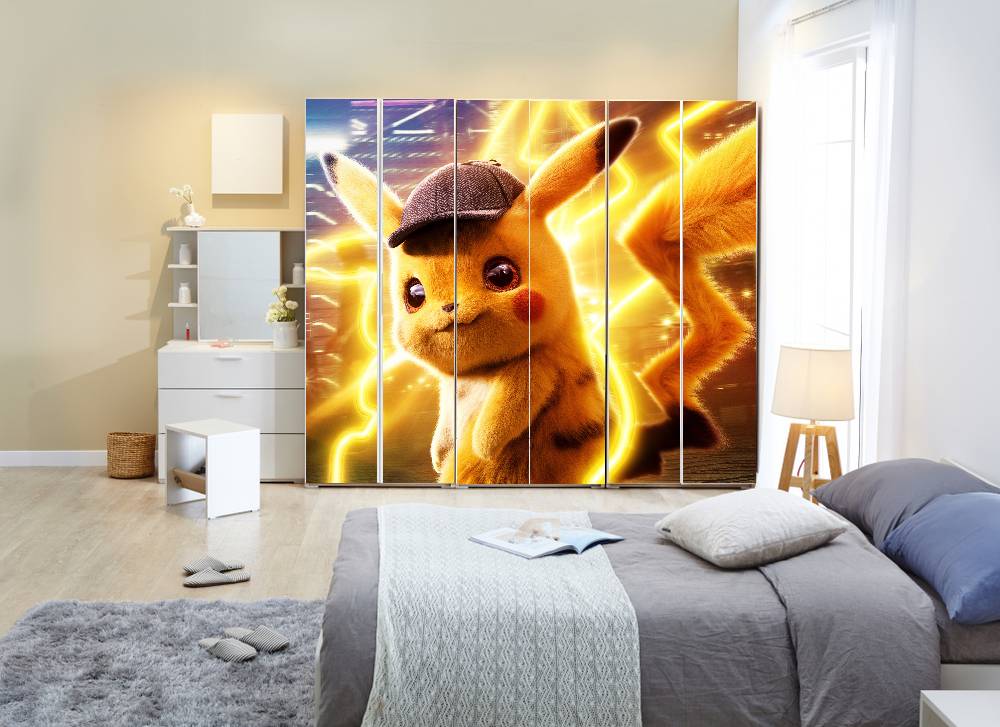 Pickachu Self Adhesive Sticker For Wardrobe
