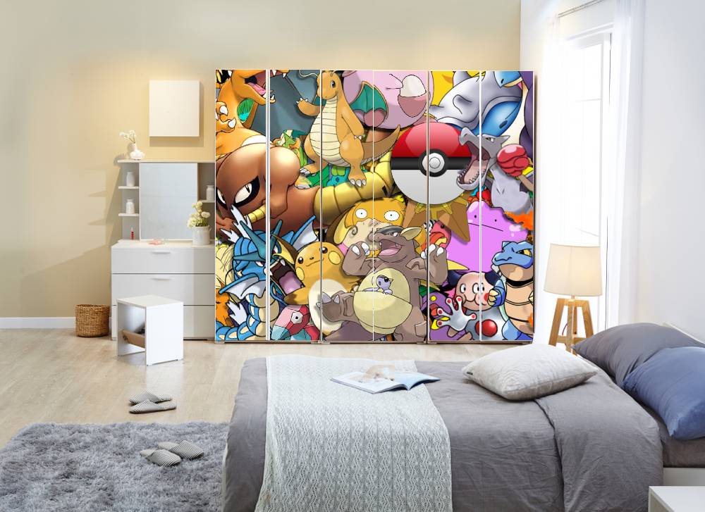 Pokimon Characters Self Adhesive Sticker For Wardrobe
