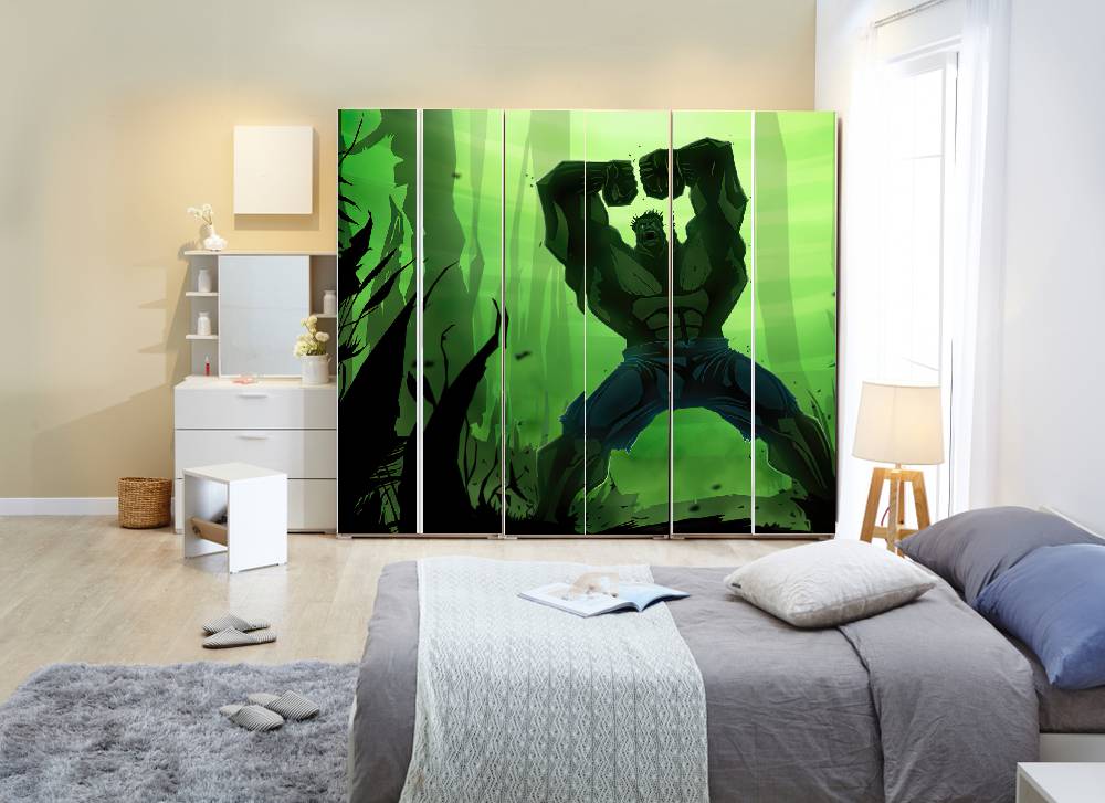 Superhero Hulk Self Adhesive Sticker For Wardrobe