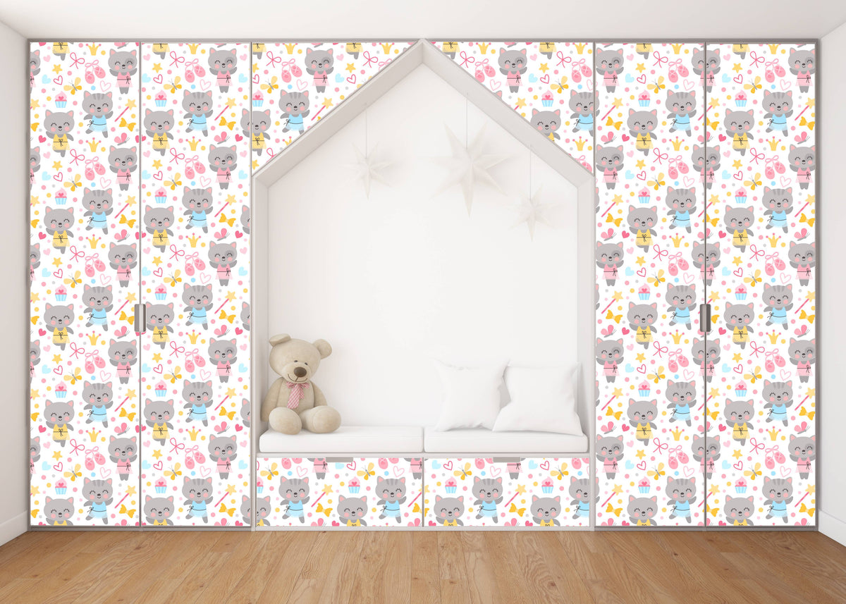Happy Kitte Self Adhesive Sticker For Wardrobe