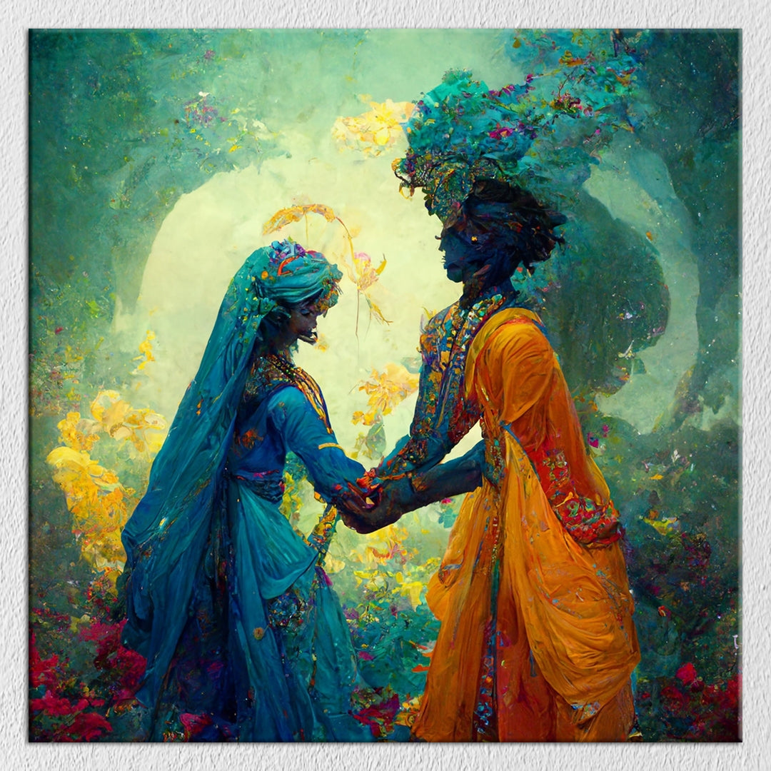 Radha Krishna Shilloute Canvas