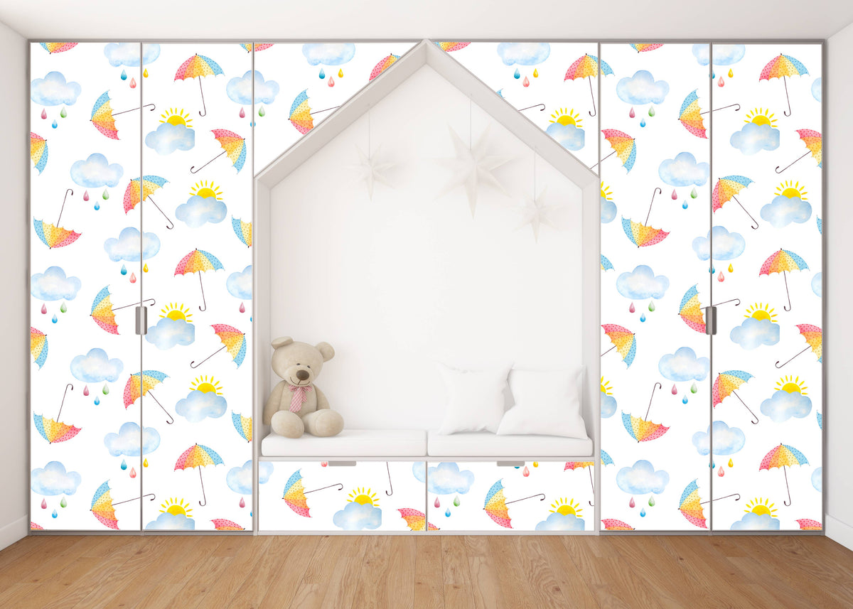 Umbrella Art Self Adhesive Sticker For Wardrobe