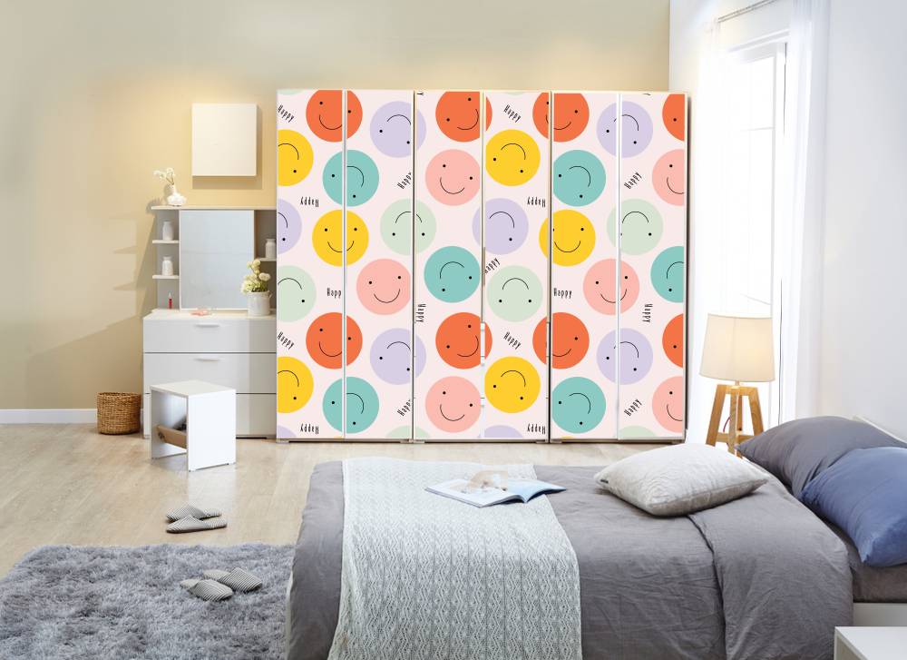 Smile Emoje Self Adhesive Sticker For Wardrobe